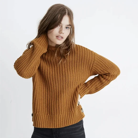 Madewell Mockneck Side-Button Pullover Sweater XXS - Picture 2 of 8